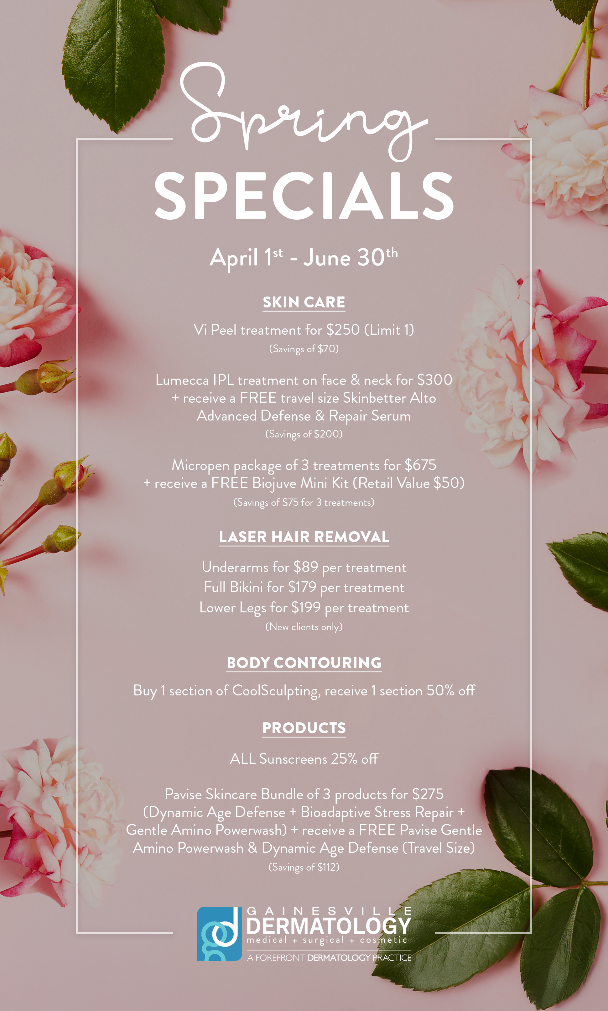 Dermatology Specials for April 2025 in Gainesville